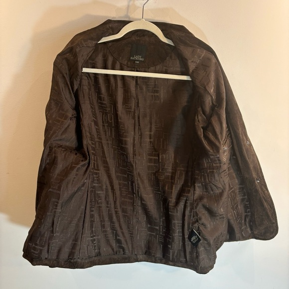 LADY HATHAWAY Sz L Blazer Jacket Suede Pockets Lined Pockets Flaw on Sleeve - Picture 6 of 10